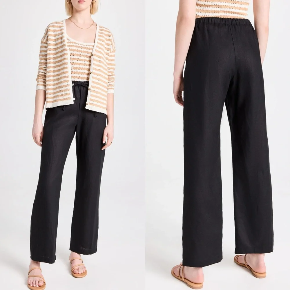 Reformation Olina Linen Pants in Black Size XS